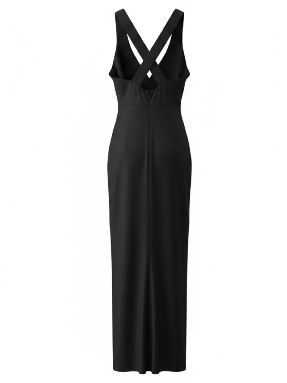 KHAITE BLACK SLEEVELESS CROSS BACK SILK MIDI COCKTAIL DRESS - Picture 2 of 4